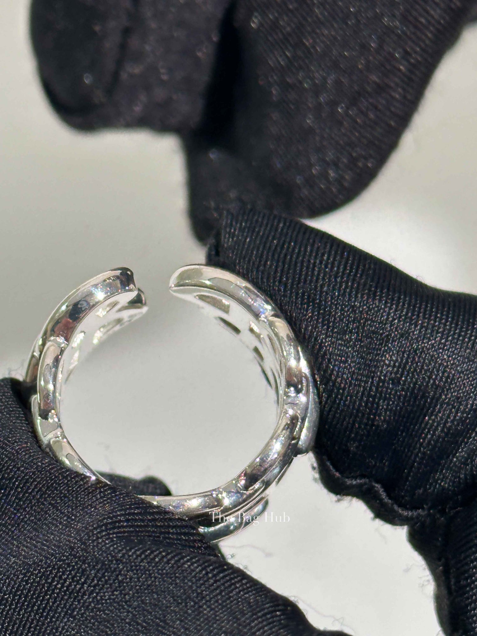 Hermes Silver Chain D'Ancre Enchainee Large Ring Size 53