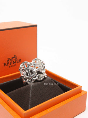 Hermes Silver Chain D'Ancre Enchainee Large Ring Size 53