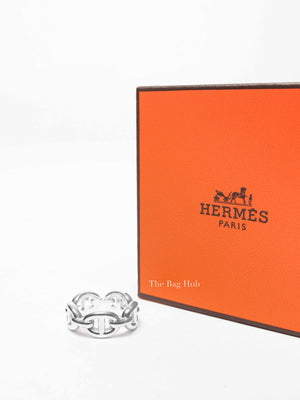 Hermes Silver Chaine D'Ancre Enchainee Small Ring Size 49