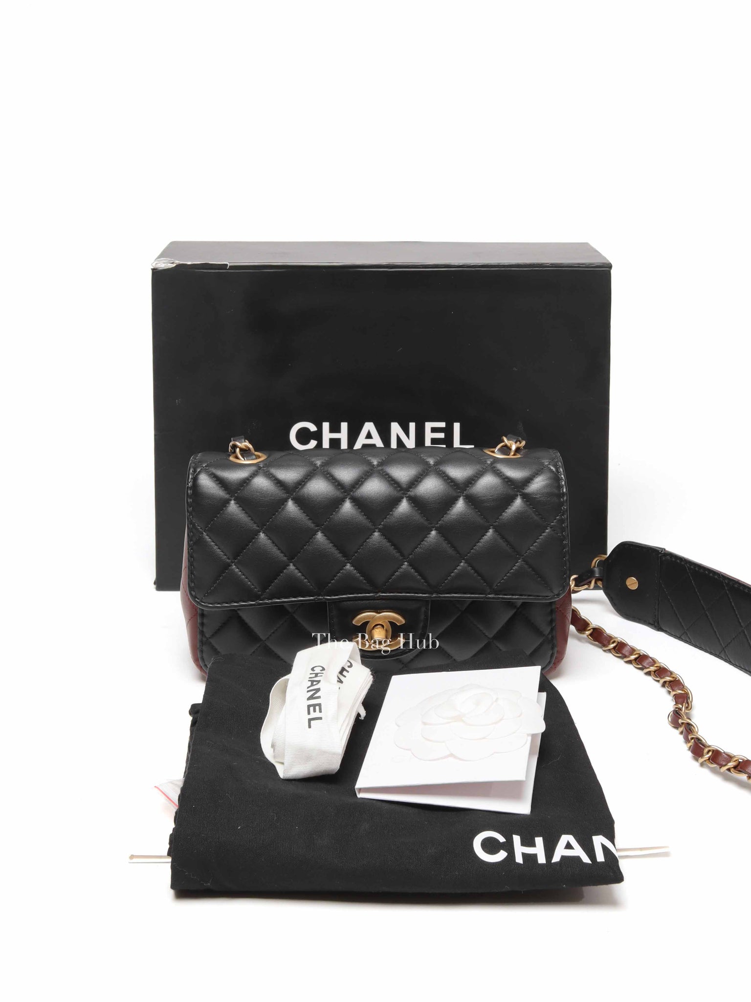 Chanel Black Calfskin Quilted Into Flap Small Bag