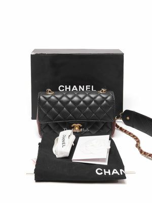 Chanel Black Calfskin Quilted Into Flap Small Bag