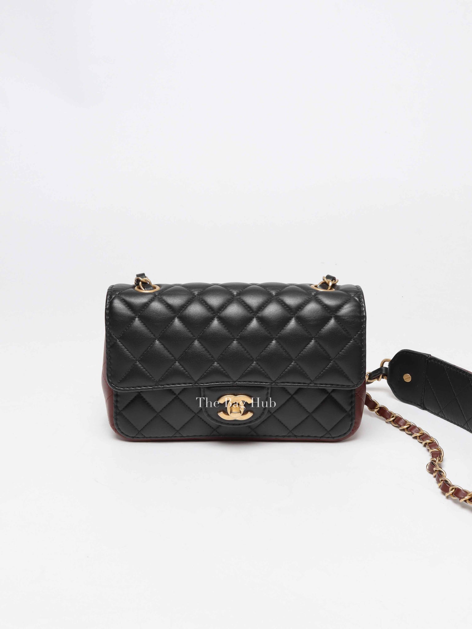 Chanel Black Calfskin Quilted Into Flap Small Bag
