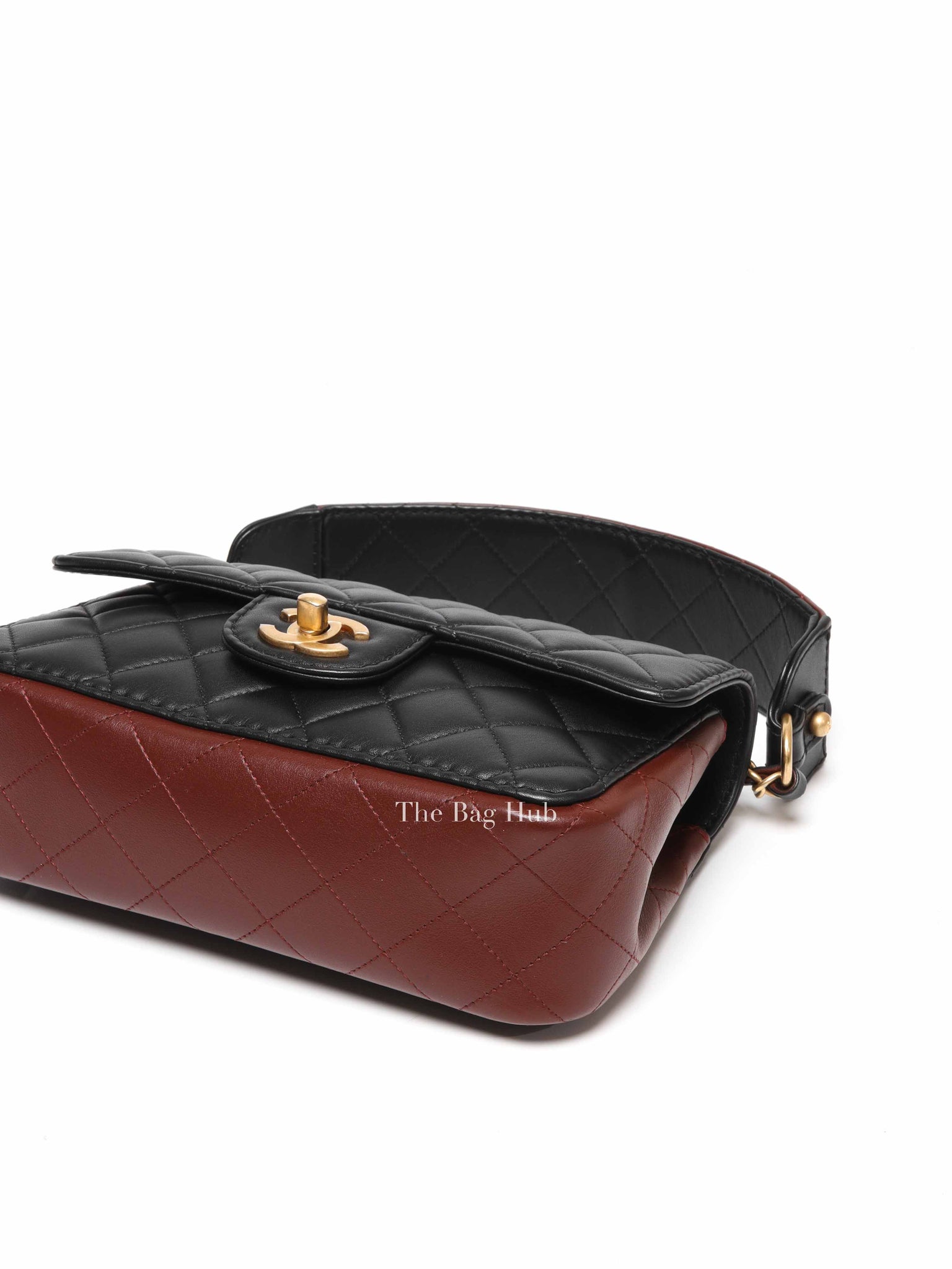 Chanel Black Calfskin Quilted Into Flap Small Bag