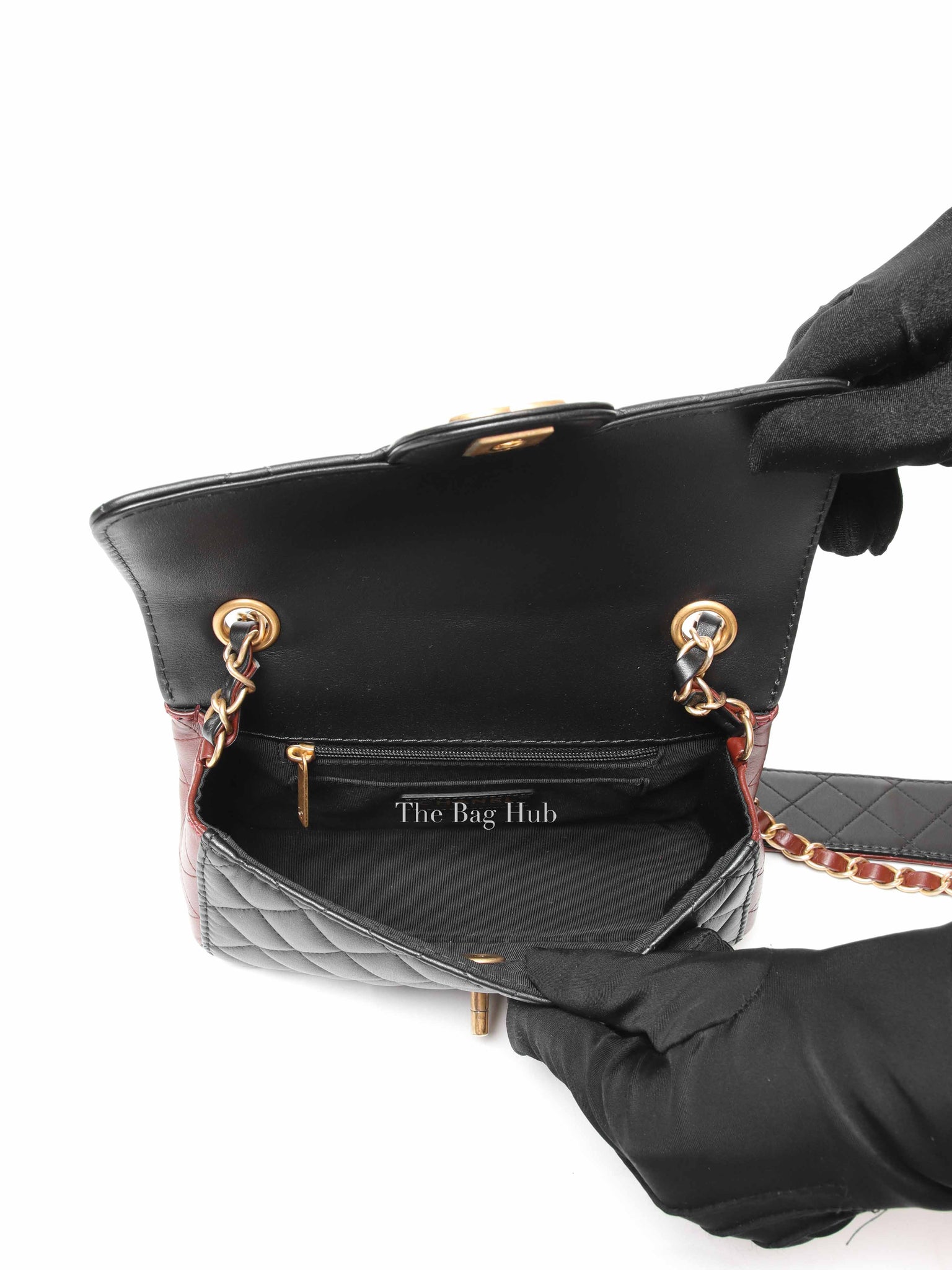 Chanel Black Calfskin Quilted Into Flap Small Bag