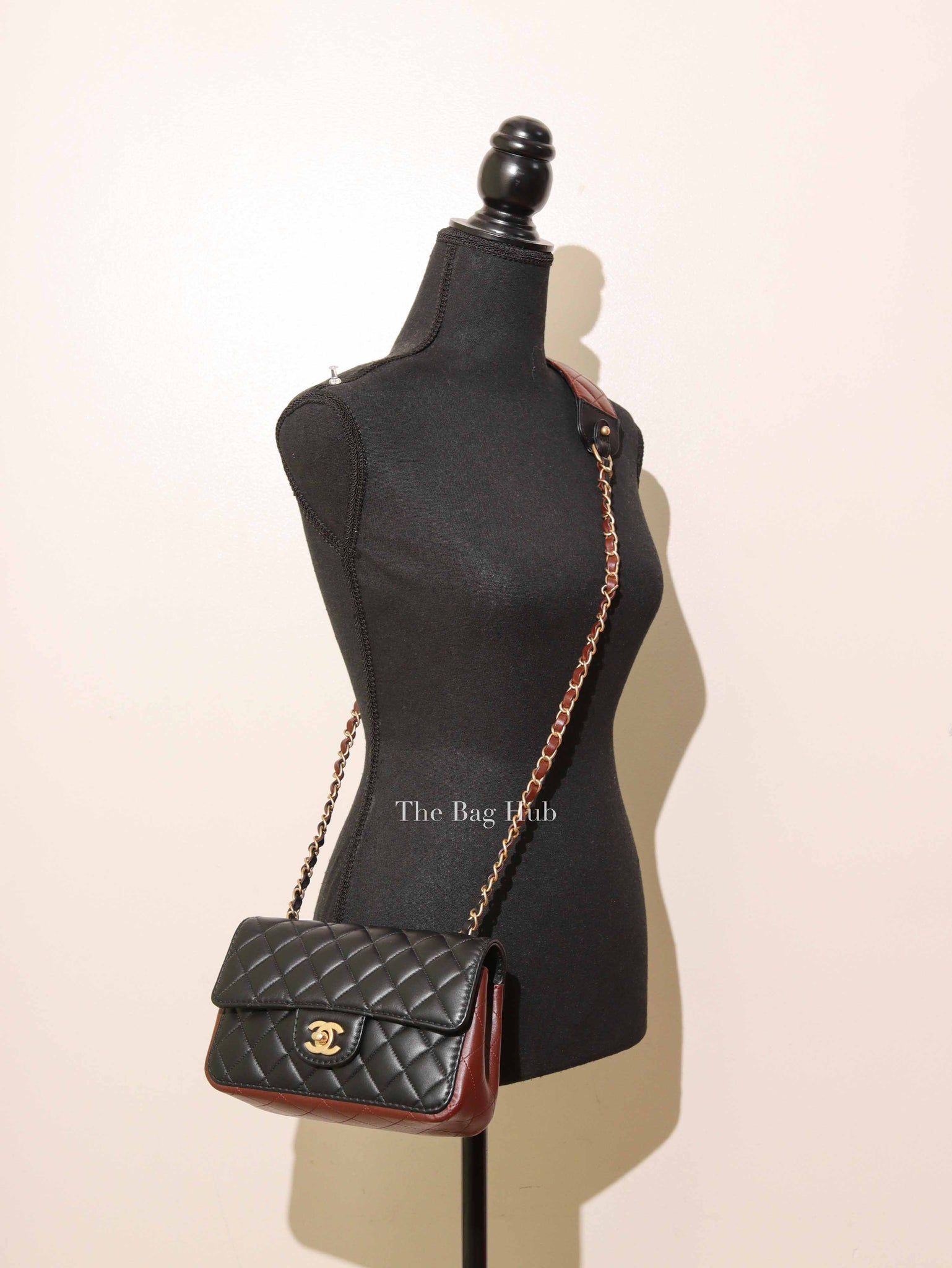 Chanel Black Calfskin Quilted Into Flap Small Bag