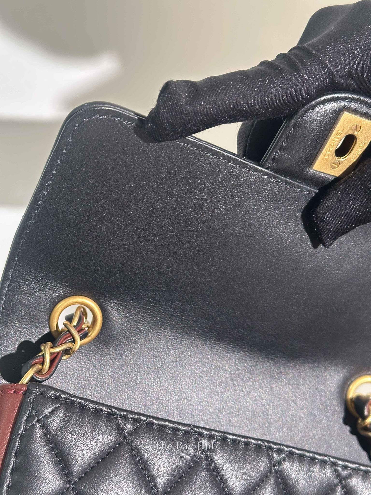 Chanel Black Calfskin Quilted Into Flap Small Bag