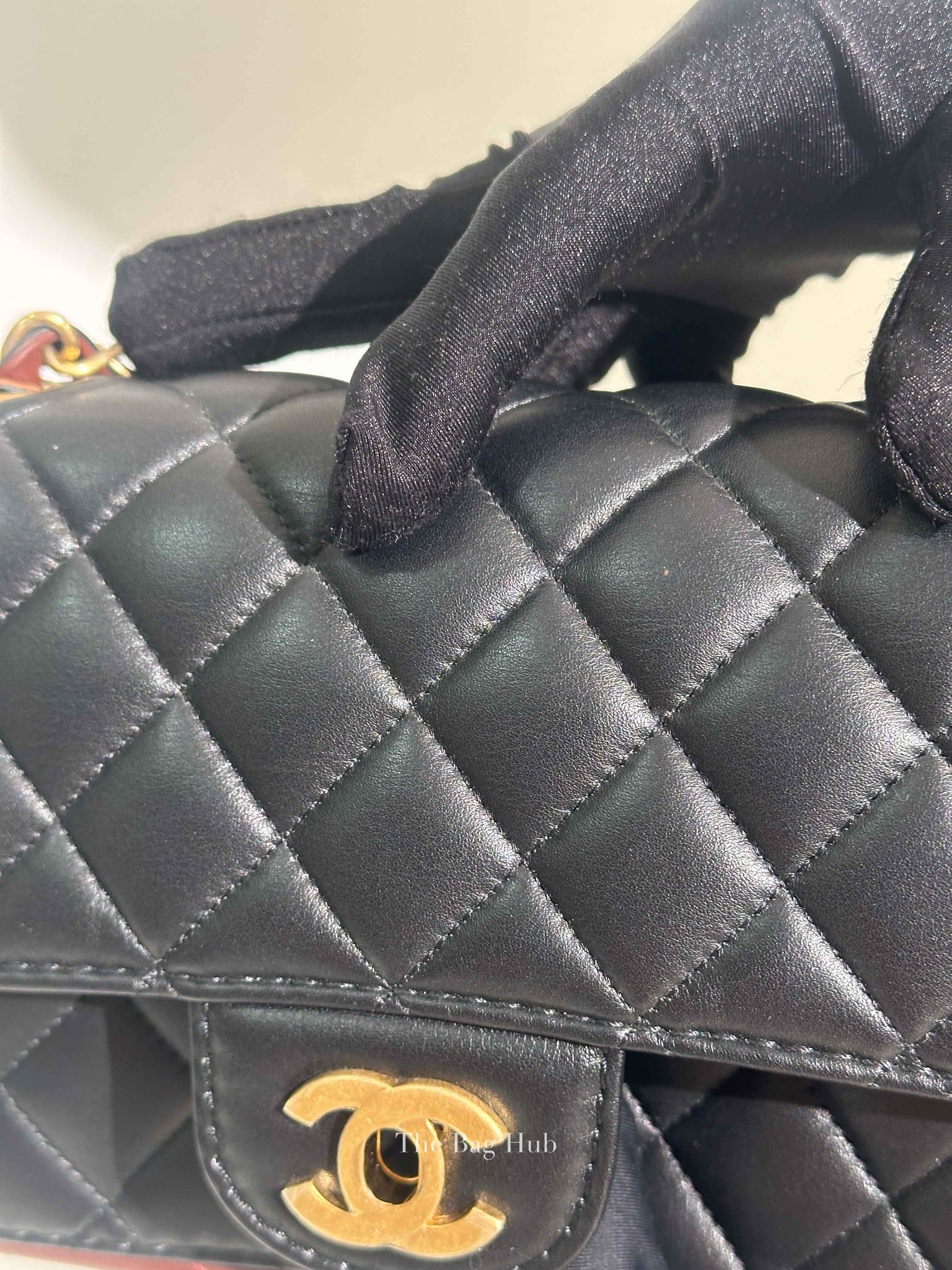 Chanel Black Calfskin Quilted Into Flap Small Bag