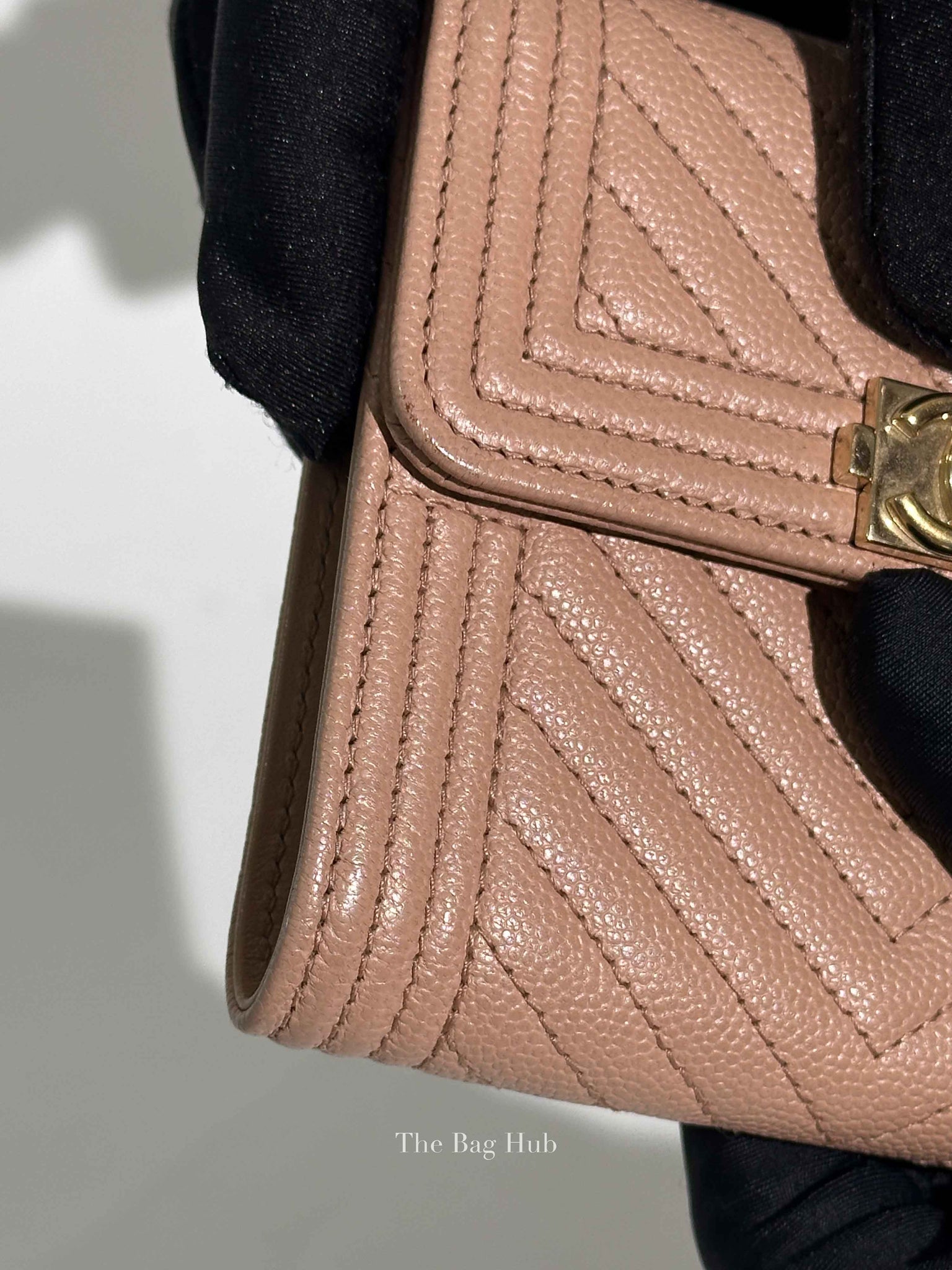 Chanel Beige Chevron Quilted Boy Compact Wallet