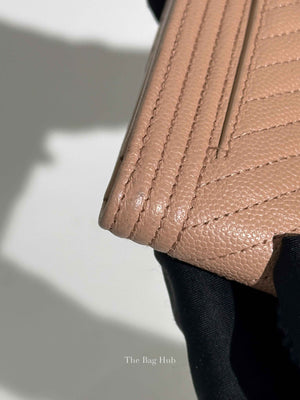 Chanel Beige Chevron Quilted Boy Compact Wallet