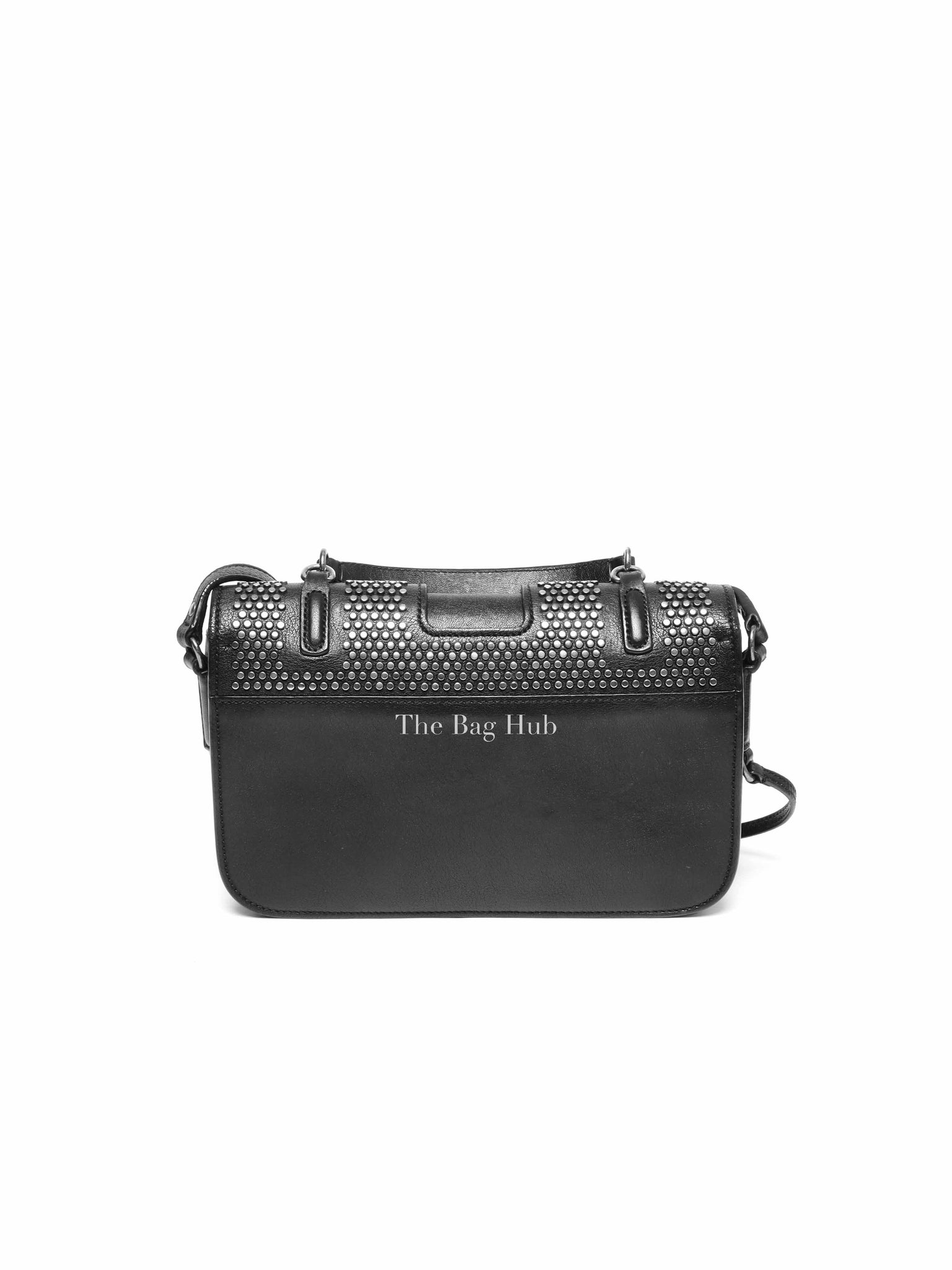Saint Laurent Black Leather Studded Charlotte Small Messenger Bag