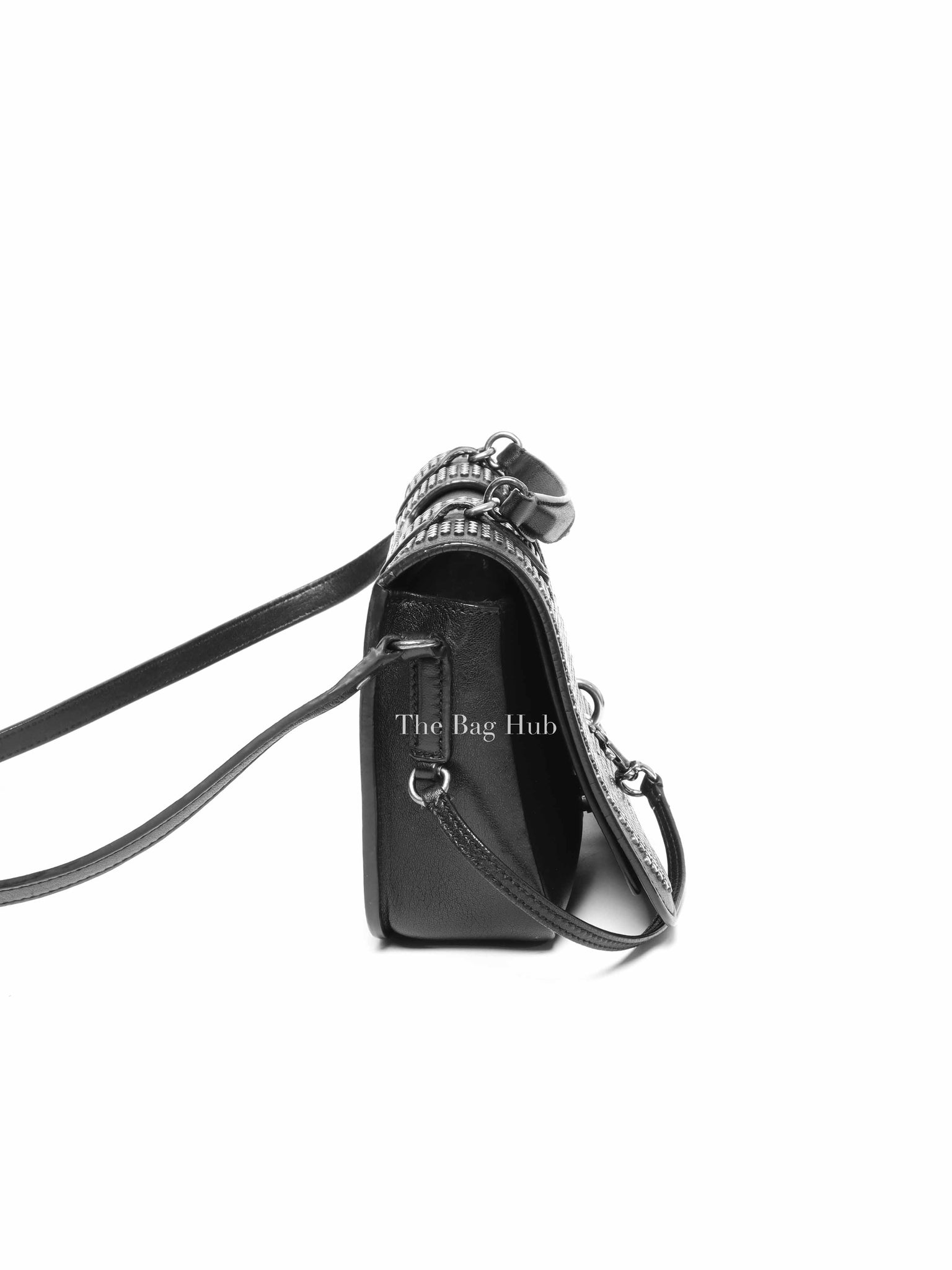 Saint Laurent Black Leather Studded Charlotte Small Messenger Bag