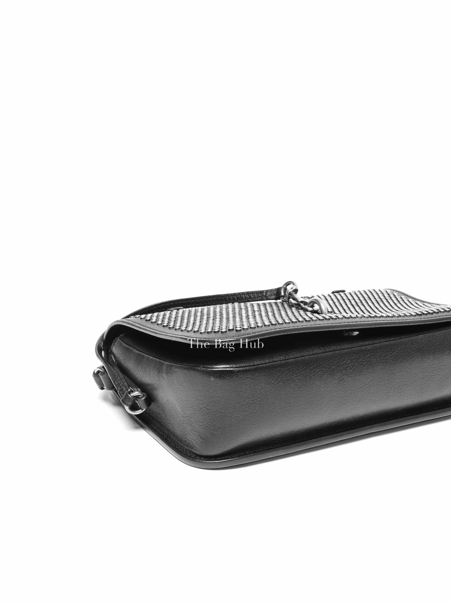 Saint Laurent Black Leather Studded Charlotte Small Messenger Bag