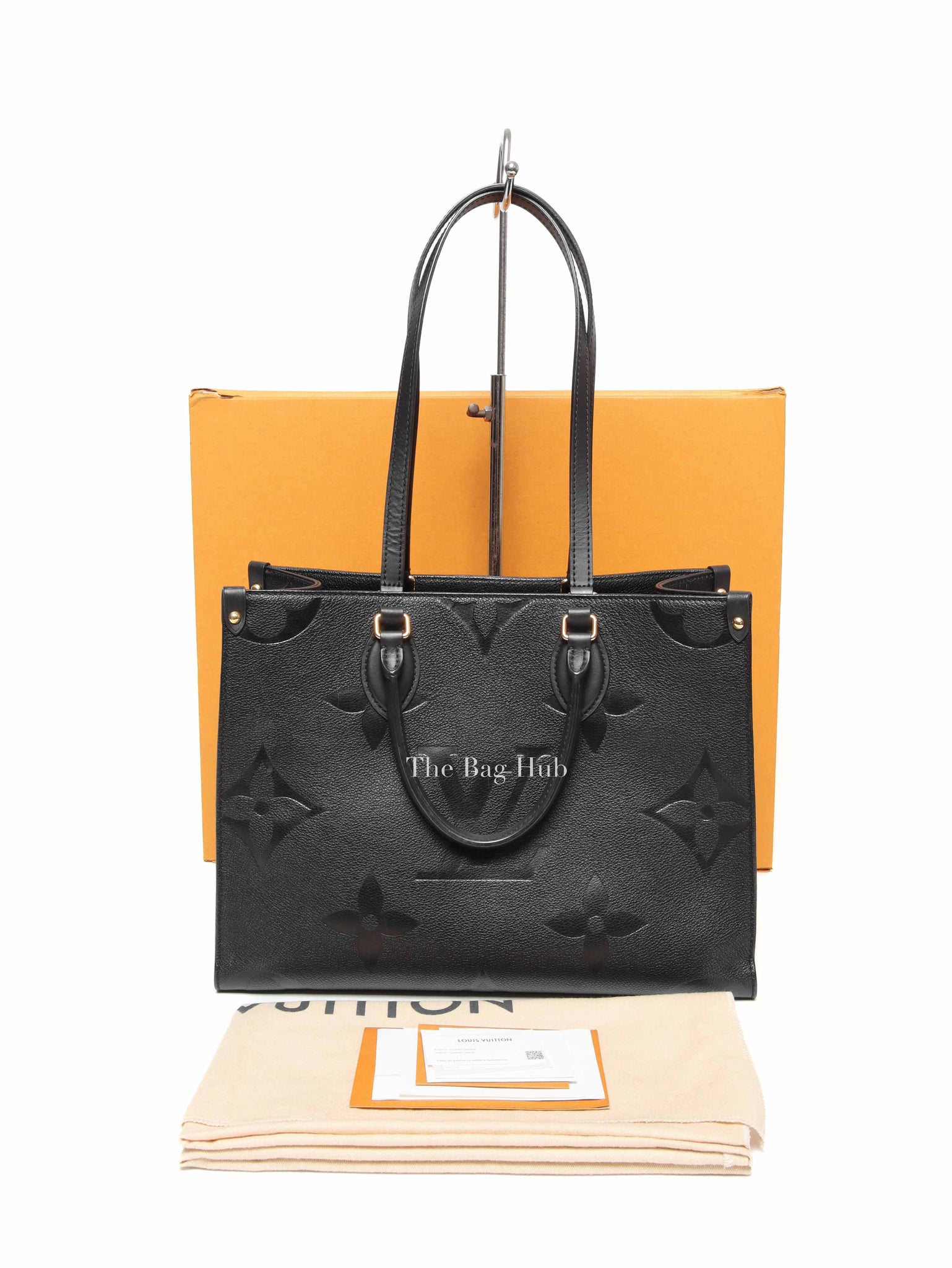 Louis Vuitton Black Leather Empreinte Monogram Giant OnTheGo MM Tote Bag