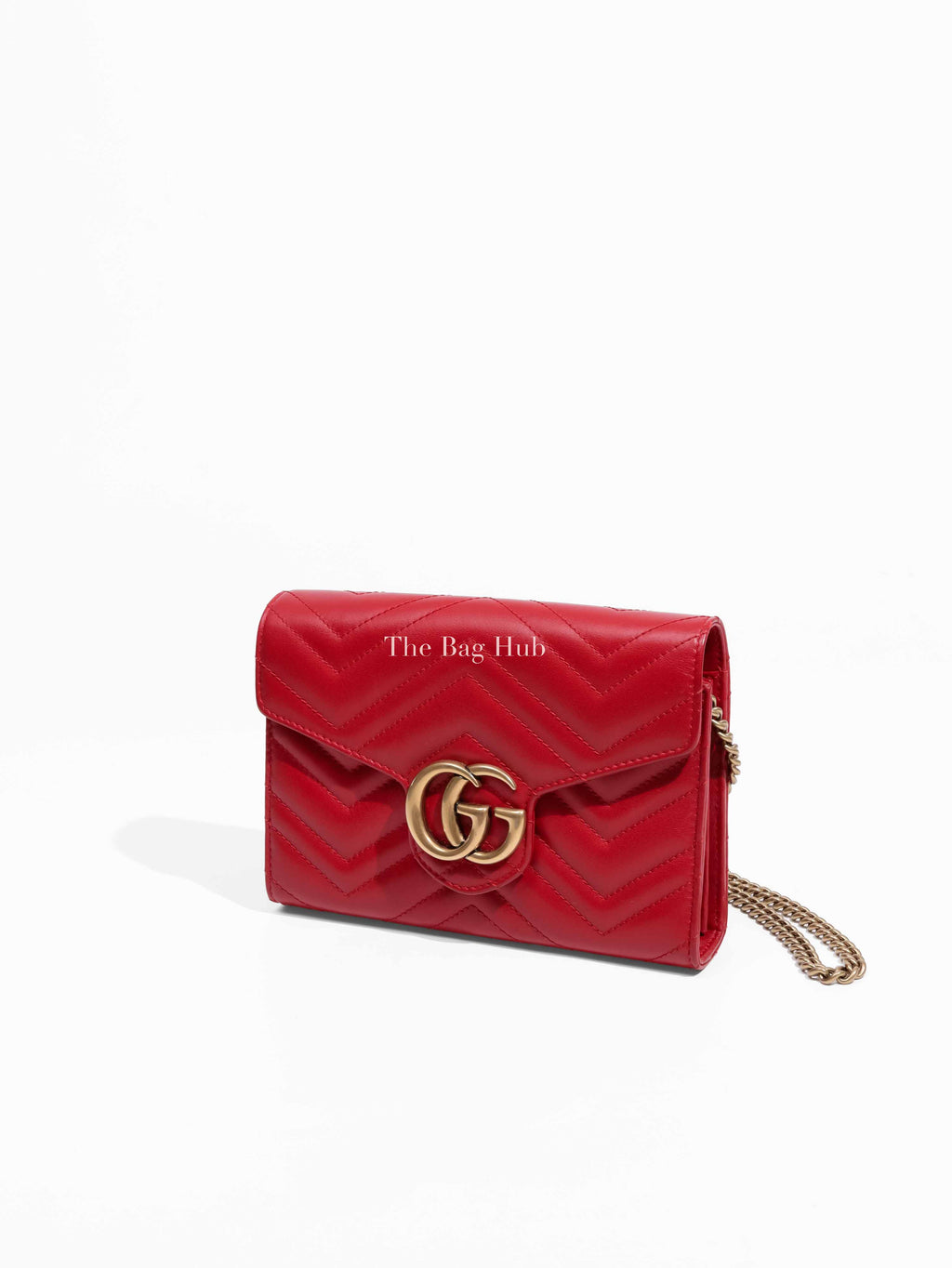 Gucci Red Matelasse Chevron GG Marmont Super Mini Bag