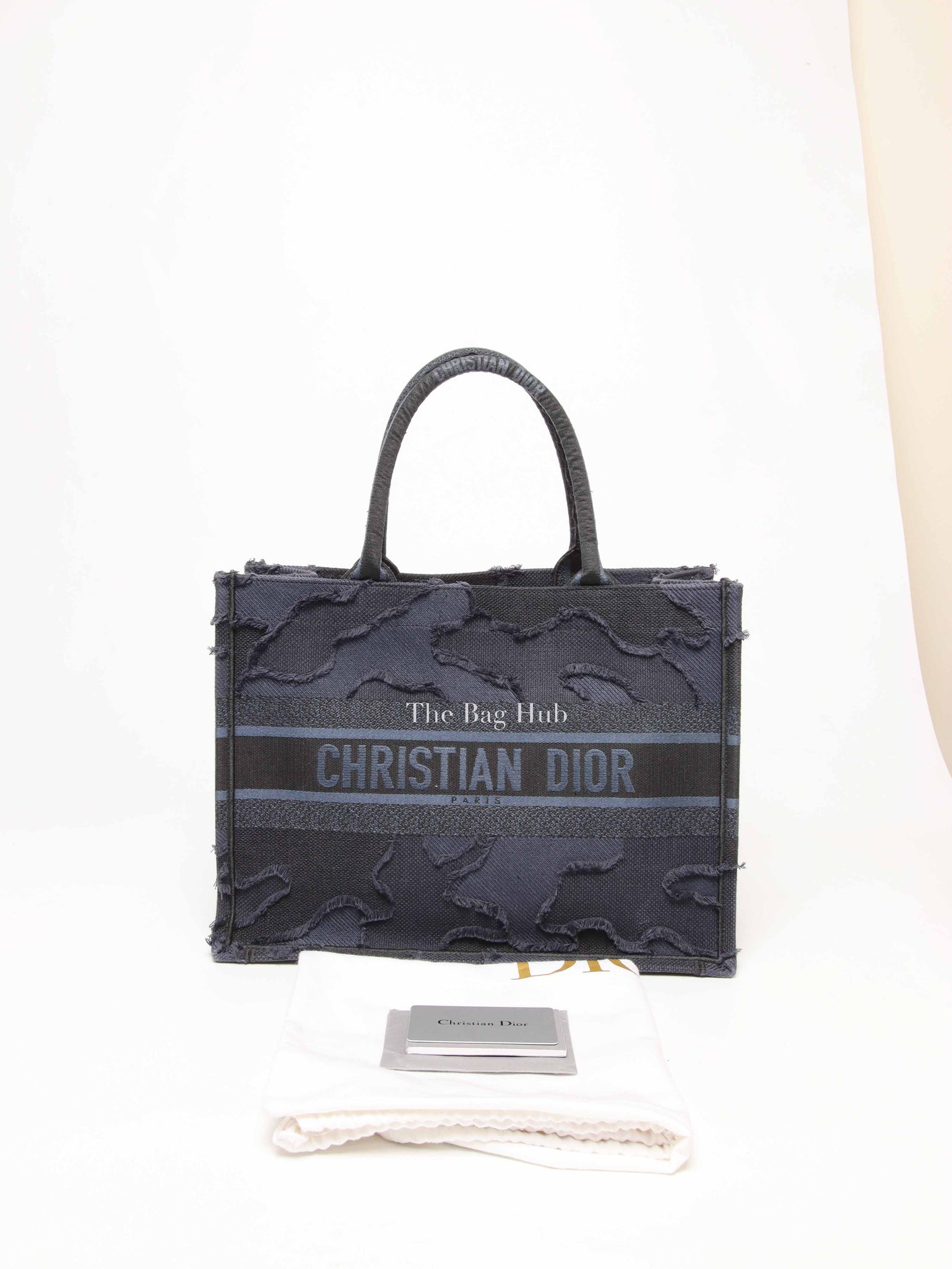 Christian Dior Blue/Black Camouflage Embroidered Canvas Medium Book Tote