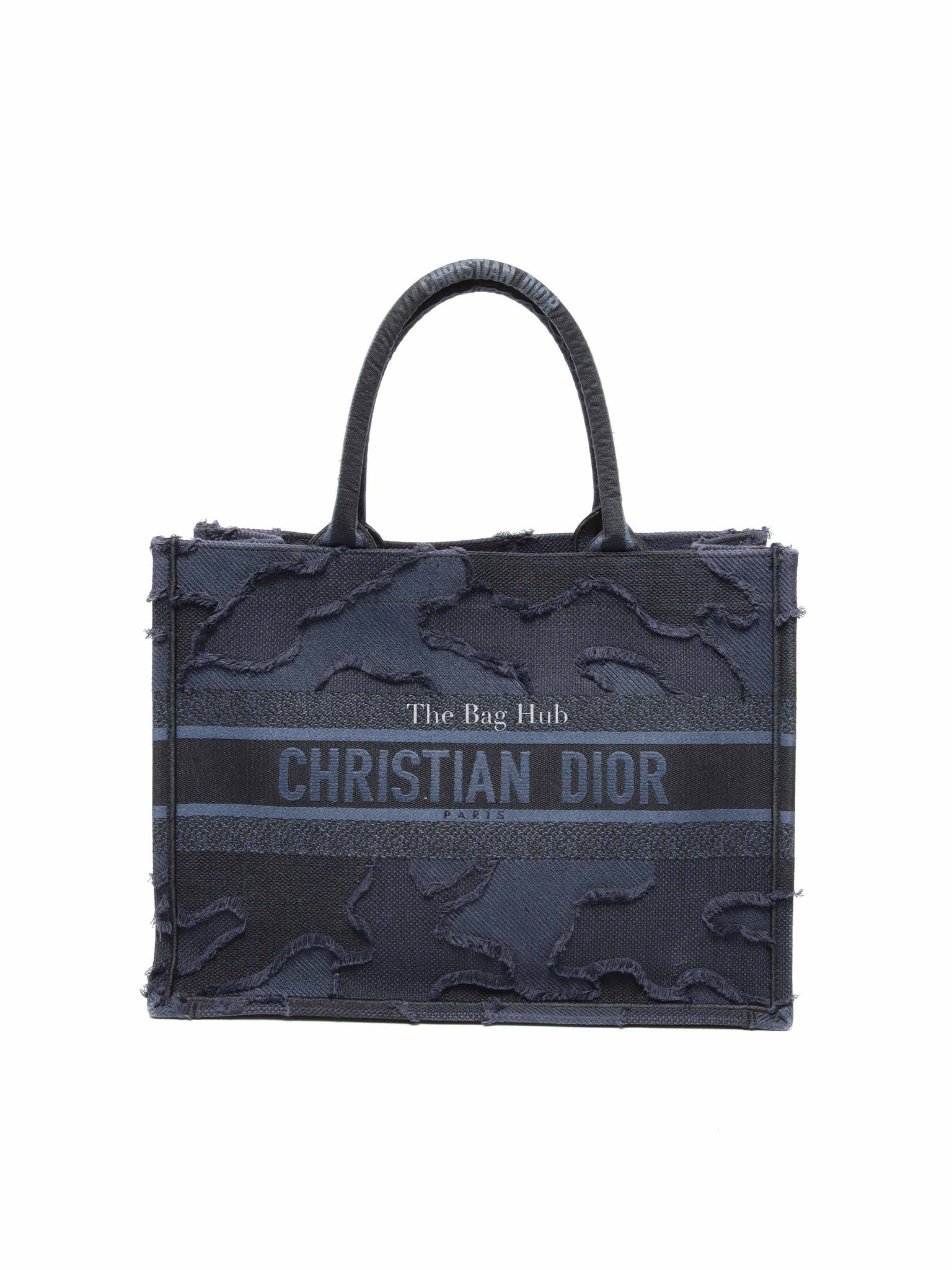 Christian Dior Blue/Black Camouflage Embroidered Canvas Medium Book Tote