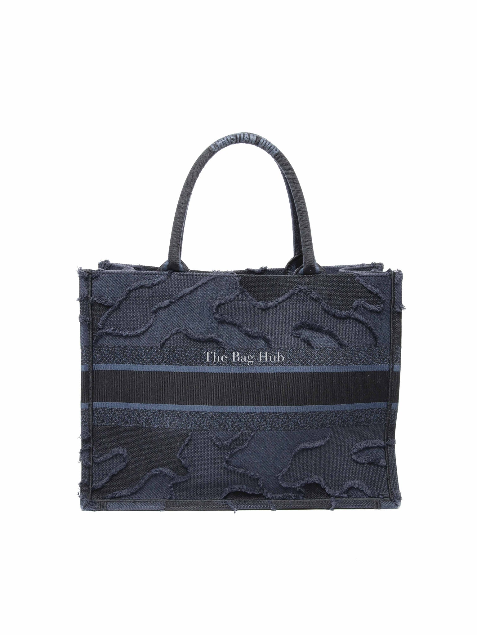 Christian Dior Blue/Black Camouflage Embroidered Canvas Medium Book Tote