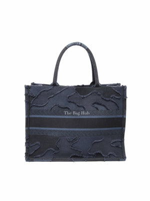 Christian Dior Blue/Black Camouflage Embroidered Canvas Medium Book Tote