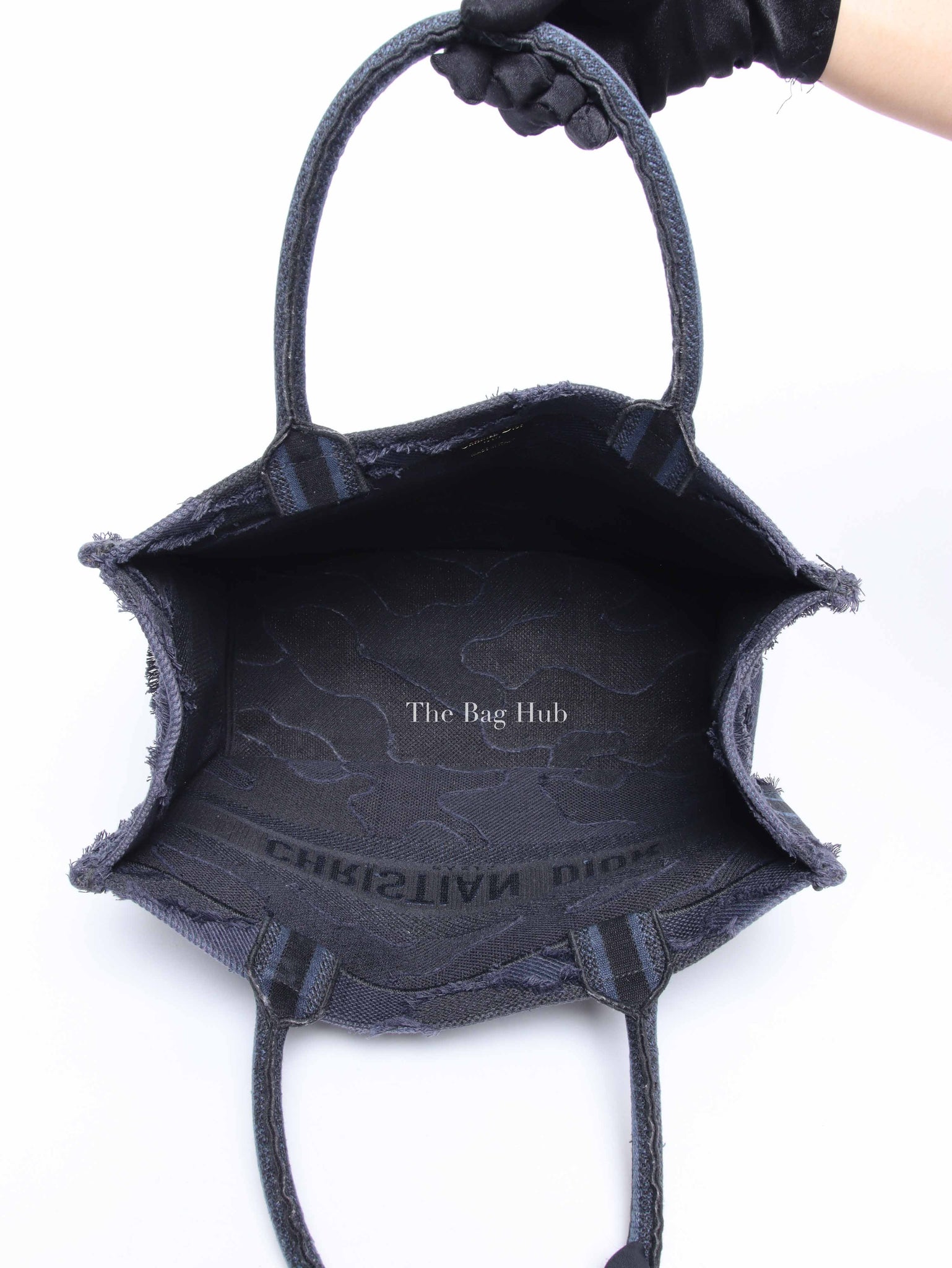 Christian Dior Blue/Black Camouflage Embroidered Canvas Medium Book Tote
