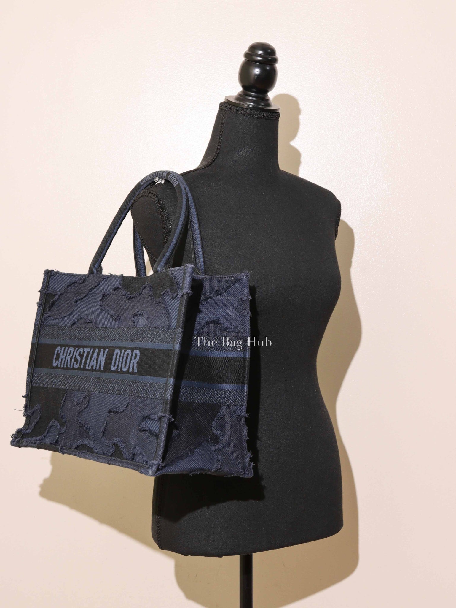 Christian Dior Blue/Black Camouflage Embroidered Canvas Medium Book Tote