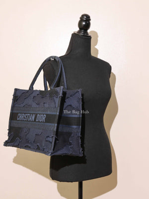Christian Dior Blue/Black Camouflage Embroidered Canvas Medium Book Tote