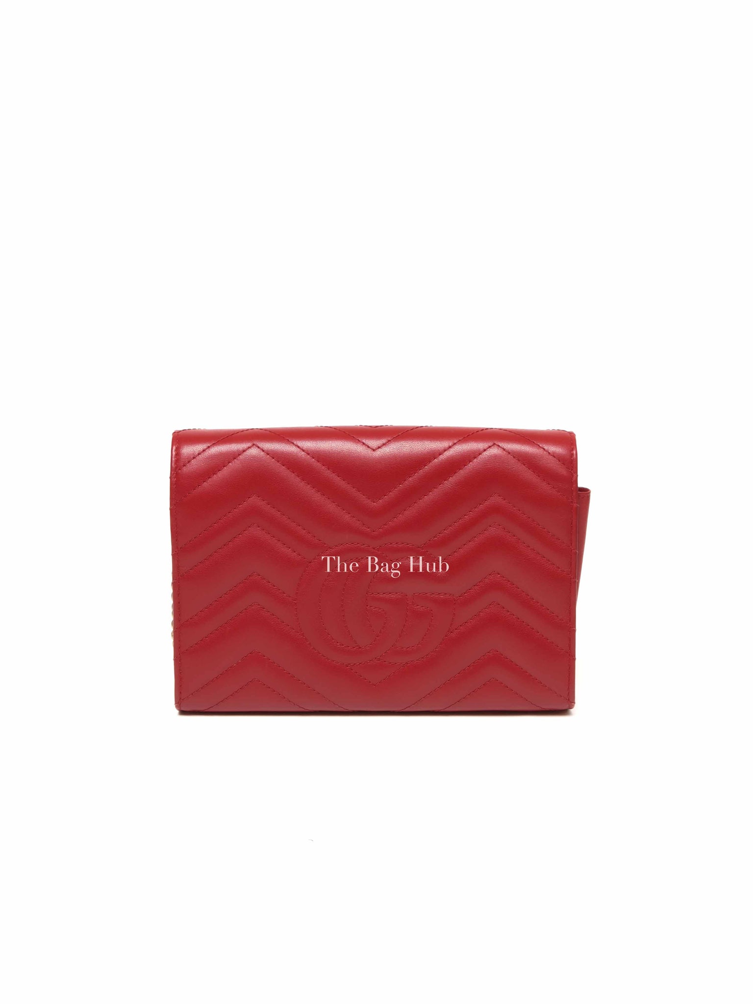 Gucci Red Matelasse Chevron GG Marmont Super Mini Bag