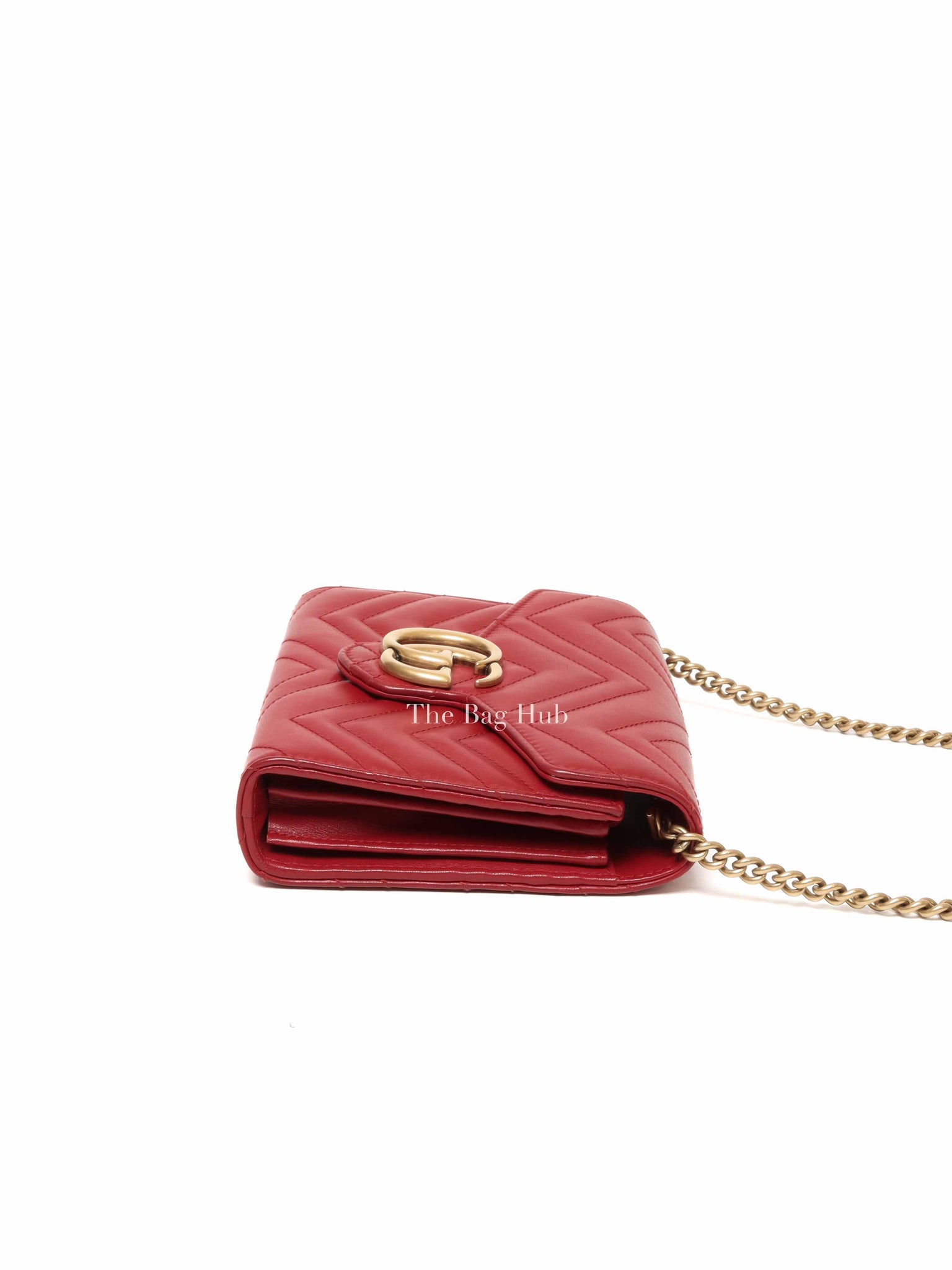 Gucci Red Matelasse Chevron GG Marmont Super Mini Bag