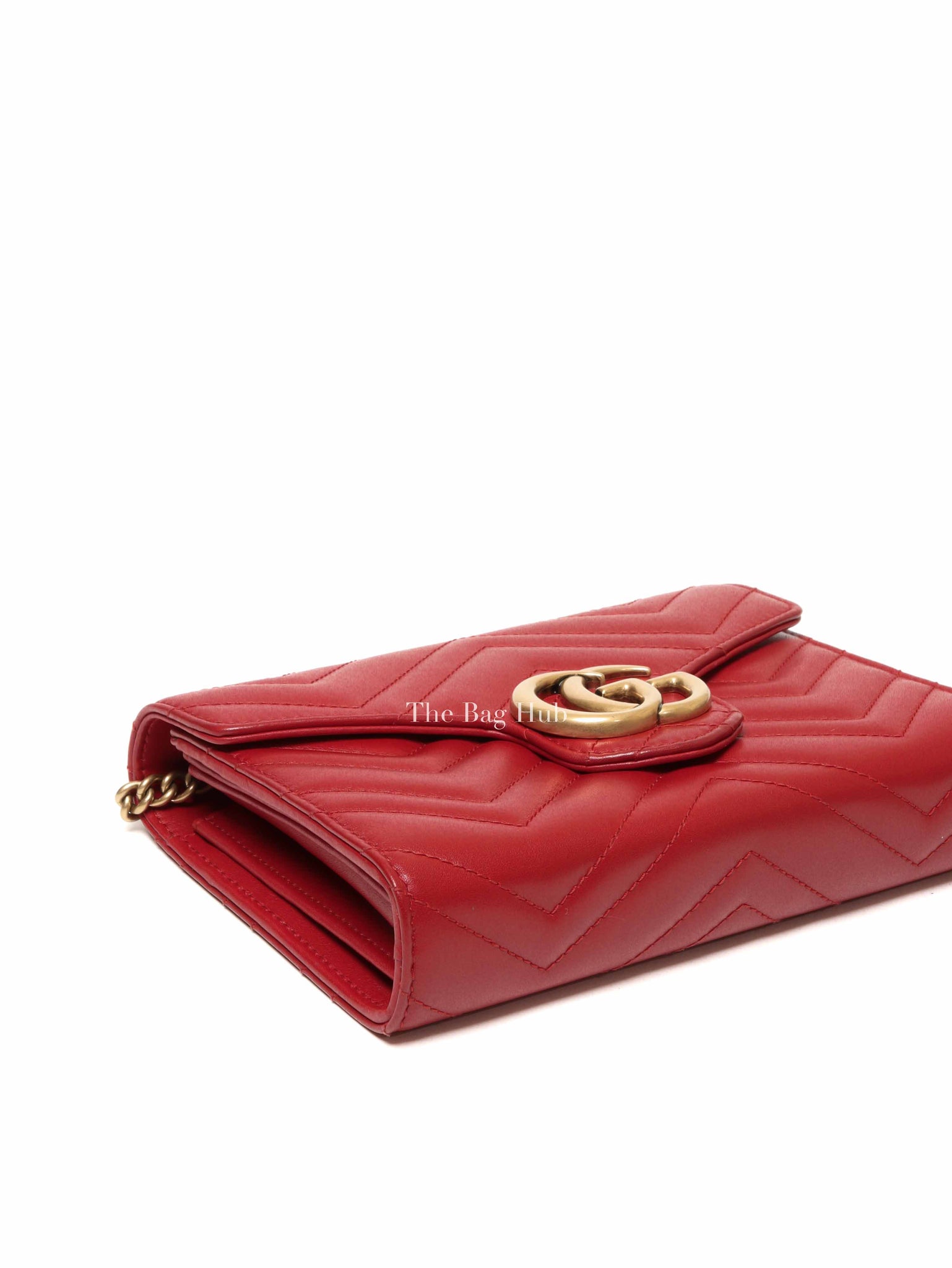 Gucci Red Matelasse Chevron GG Marmont Super Mini Bag