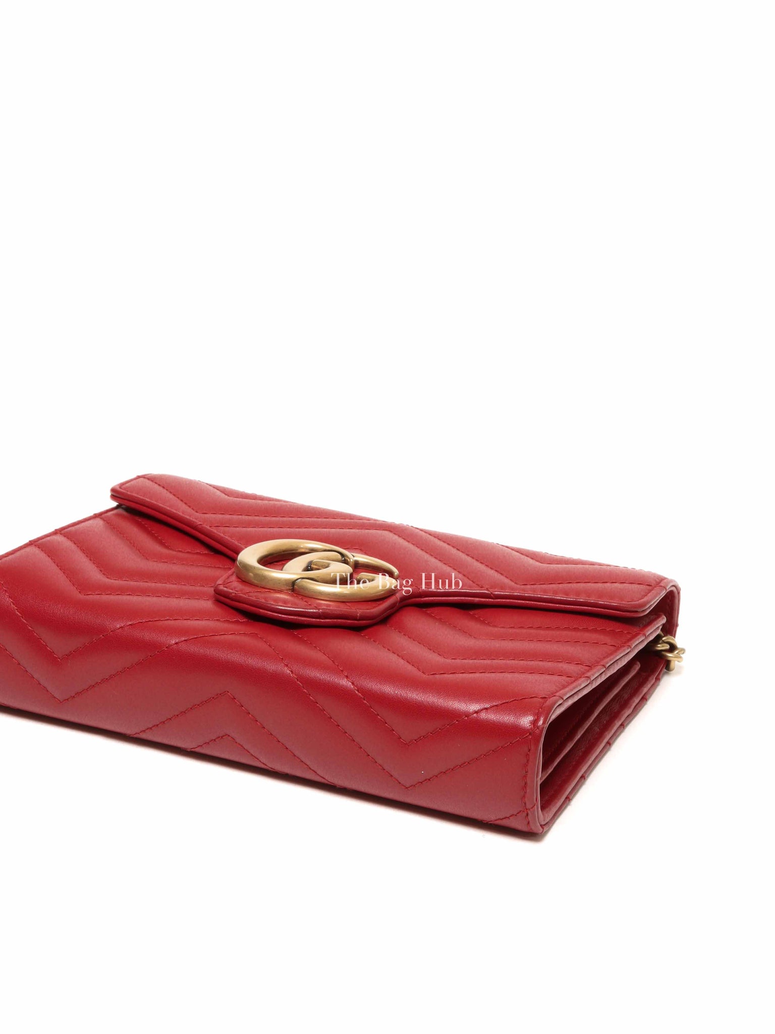 Gucci Red Matelasse Chevron GG Marmont Super Mini Bag