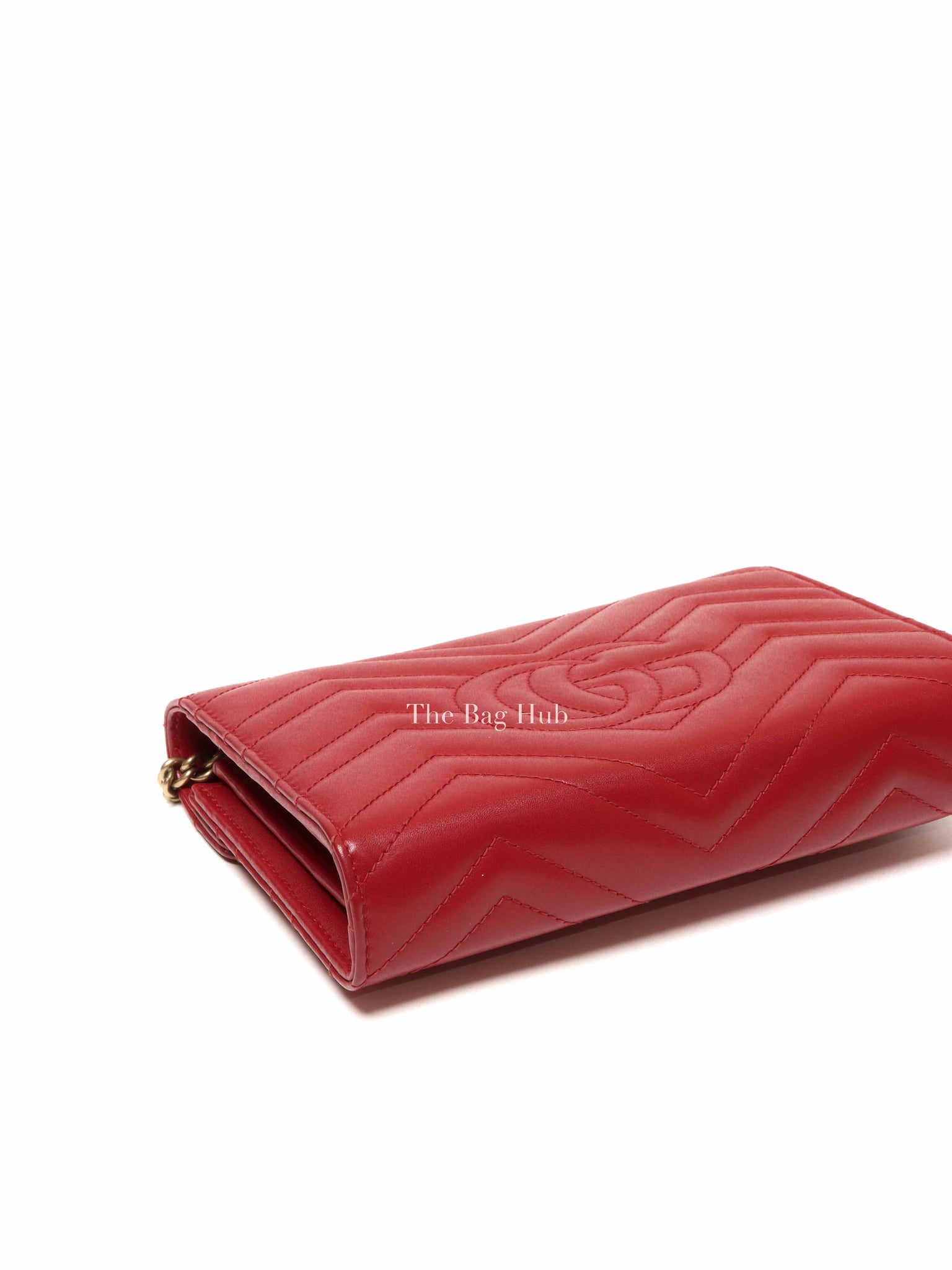 Gucci Red Matelasse Chevron GG Marmont Super Mini Bag