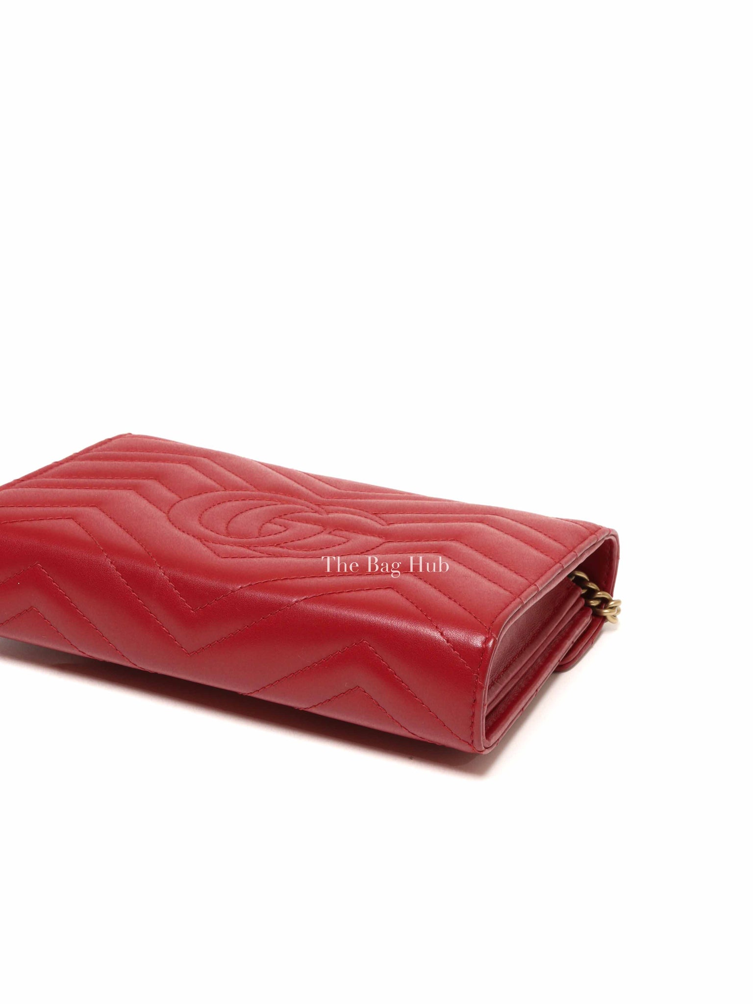 Gucci Red Matelasse Chevron GG Marmont Super Mini Bag