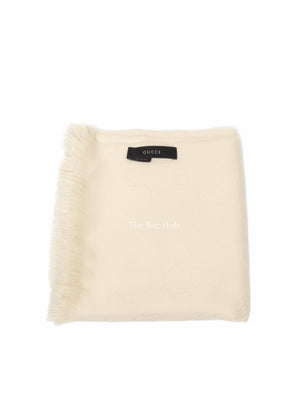 Gucci Ivory Wool GG Jacquard Knitted Scarf