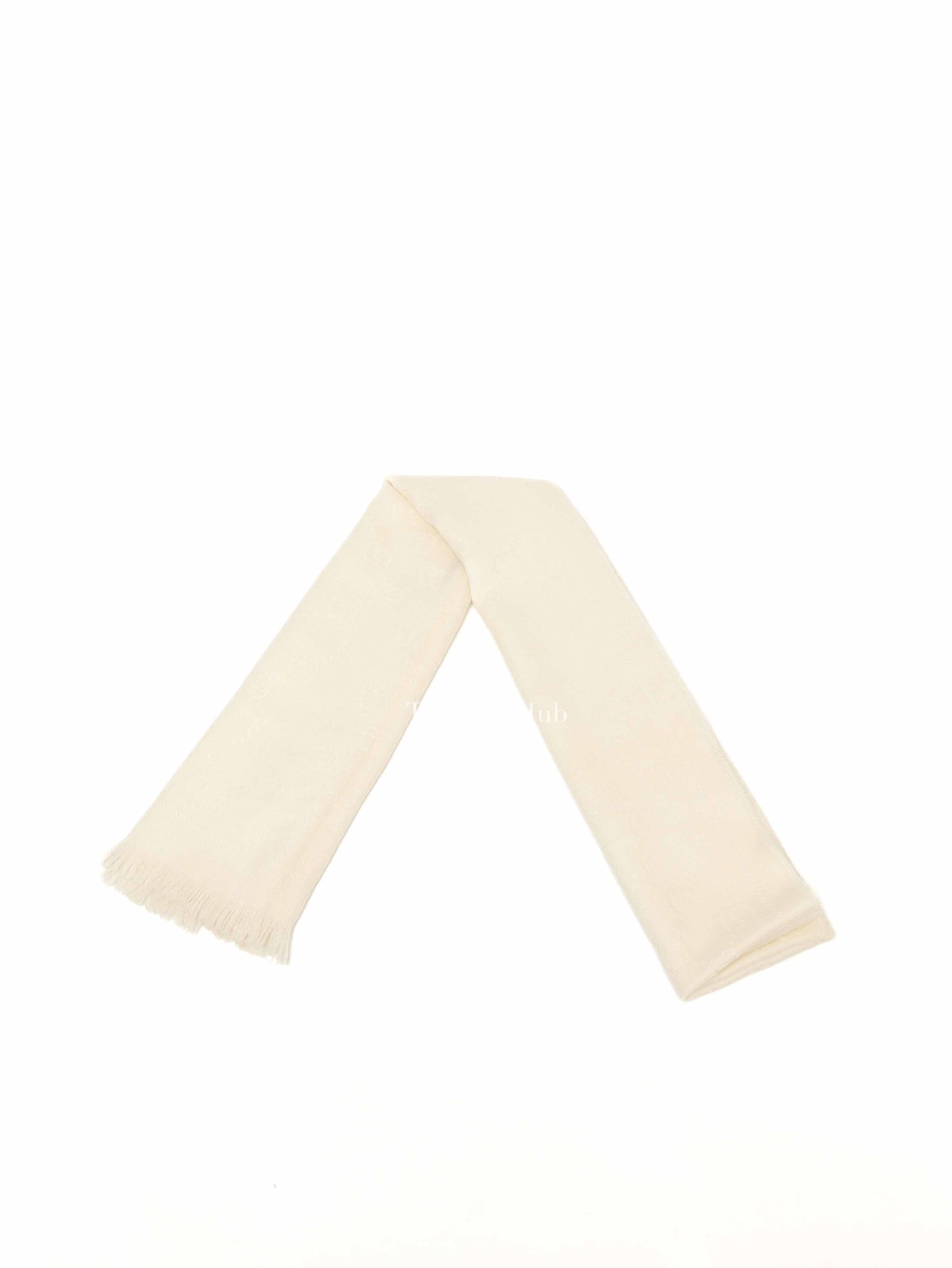 Gucci Ivory Wool GG Jacquard Knitted Scarf