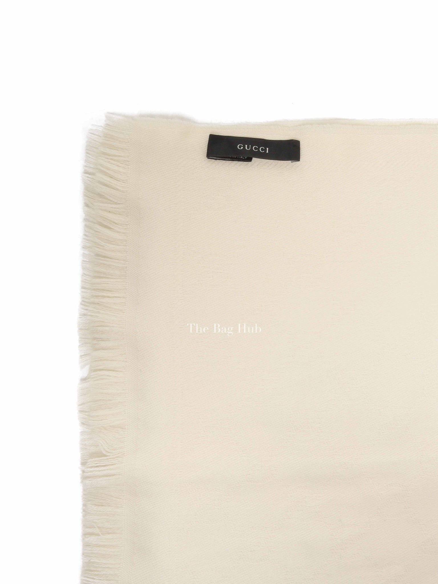 Gucci Ivory Wool GG Jacquard Knitted Scarf
