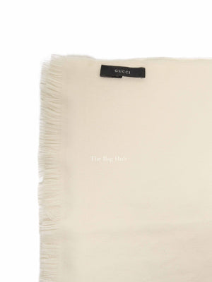Gucci Ivory Wool GG Jacquard Knitted Scarf
