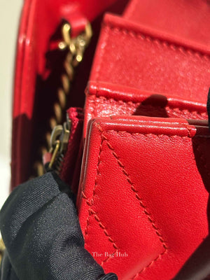 Gucci Red Matelasse Chevron GG Marmont Super Mini Bag