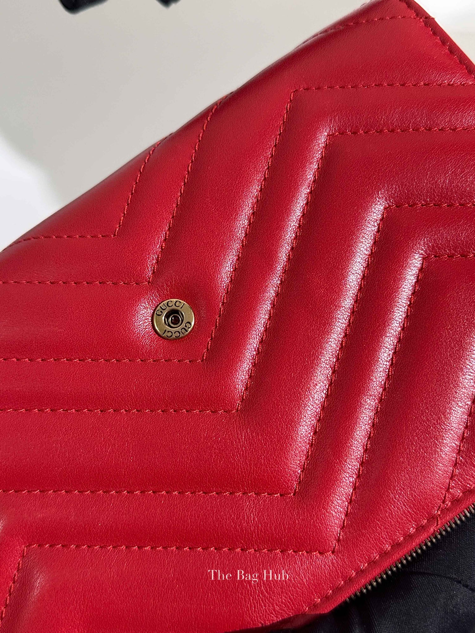 Gucci Red Matelasse Chevron GG Marmont Super Mini Bag