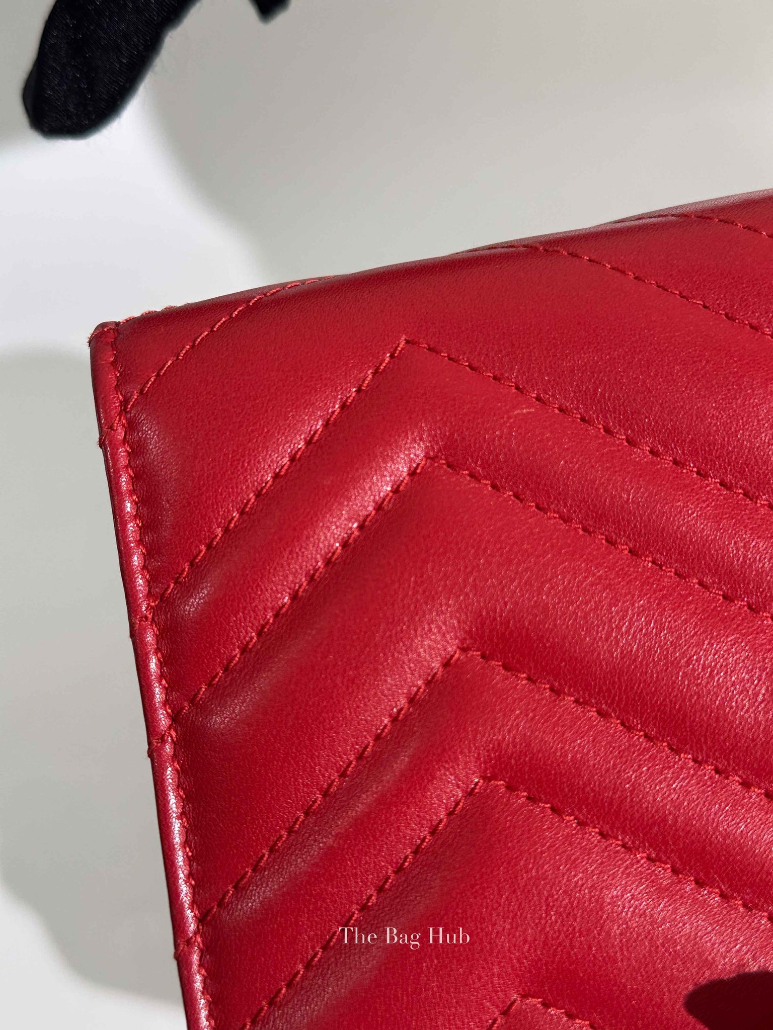 Gucci Red Matelasse Chevron GG Marmont Super Mini Bag