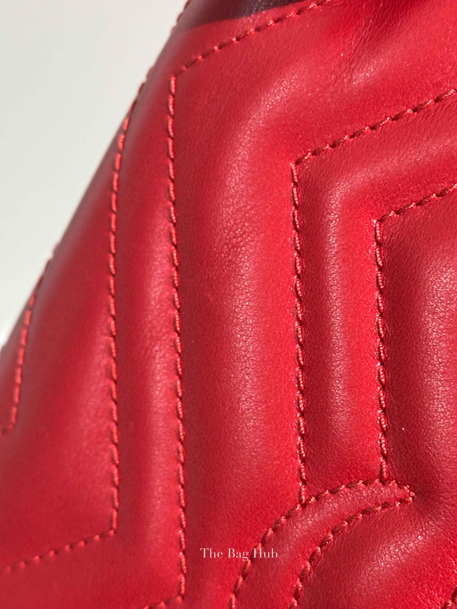 Gucci Red Matelasse Chevron GG Marmont Super Mini Bag