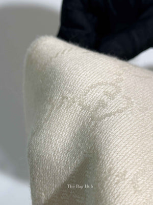Gucci Ivory Wool GG Jacquard Knitted Scarf
