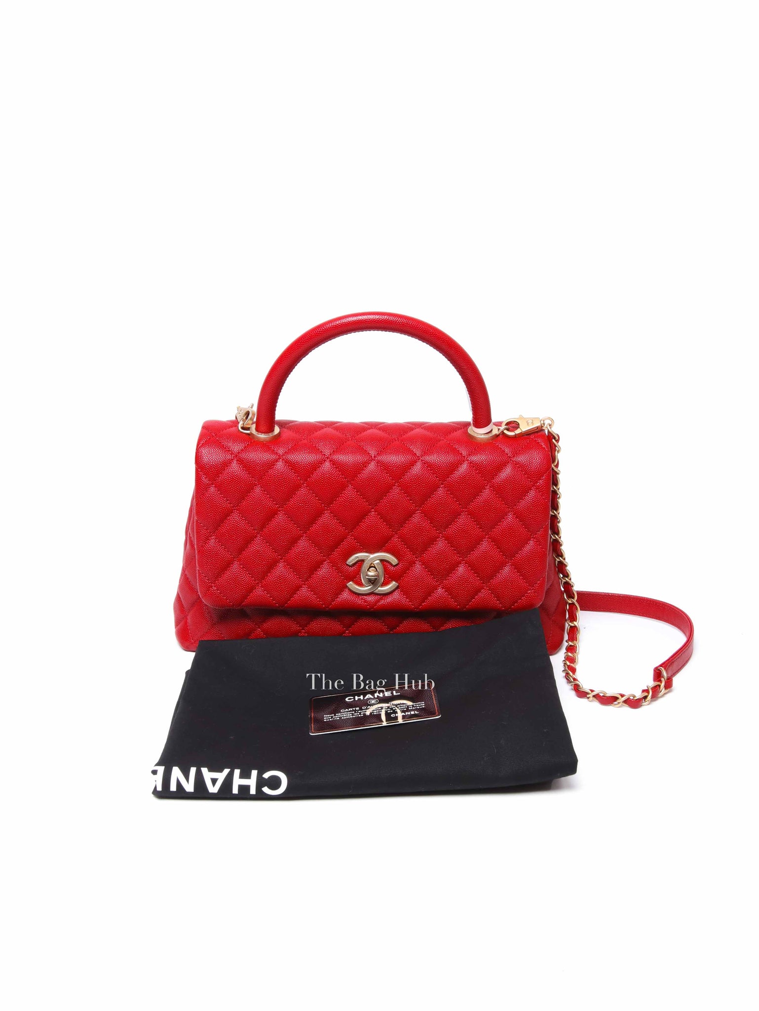 Chanel Red Quilted Caviar Small Coco Handle Flap Bag GHW