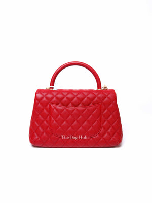 Chanel Red Quilted Caviar Small Coco Handle Flap Bag GHW