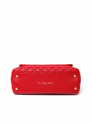 Chanel Red Quilted Caviar Small Coco Handle Flap Bag GHW