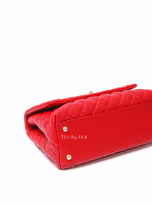 Chanel Red Quilted Caviar Small Coco Handle Flap Bag GHW