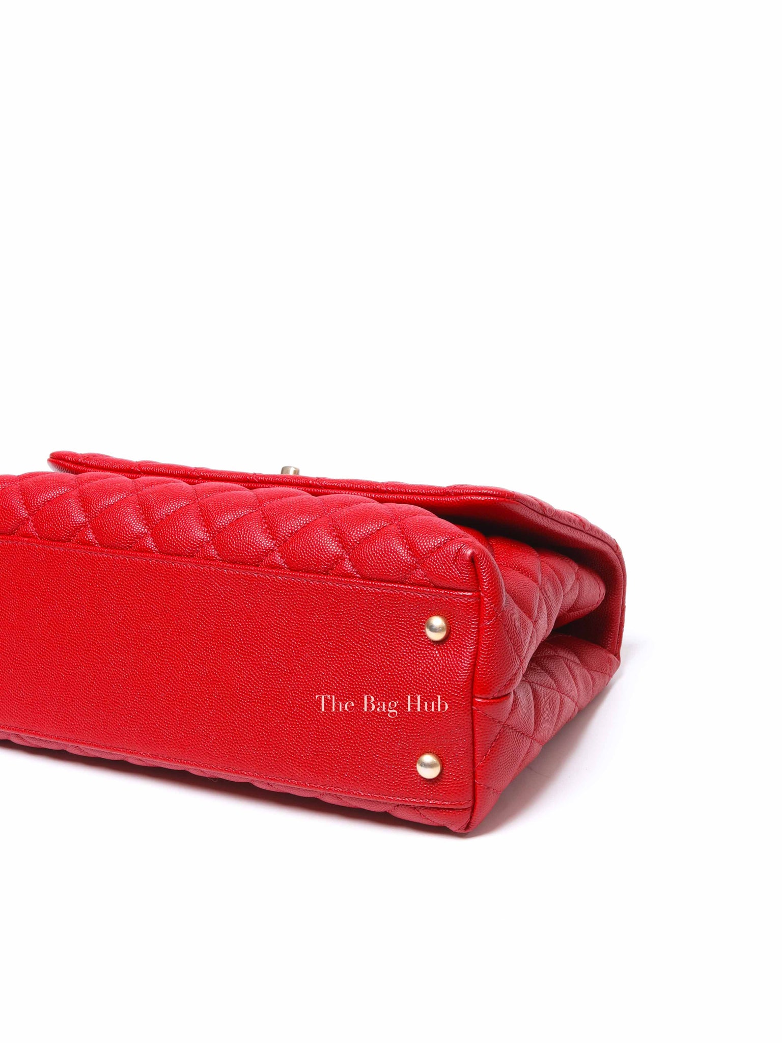 Chanel Red Quilted Caviar Small Coco Handle Flap Bag GHW