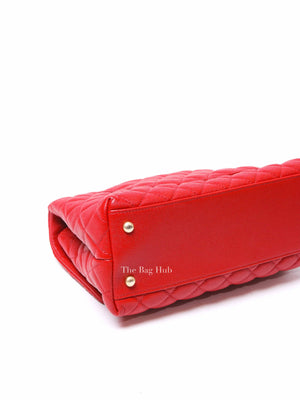 Chanel Red Quilted Caviar Small Coco Handle Flap Bag GHW