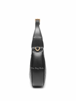 Gucci Black Matelasse Chevron Leather GG Marmont Half Moon Mini Bag