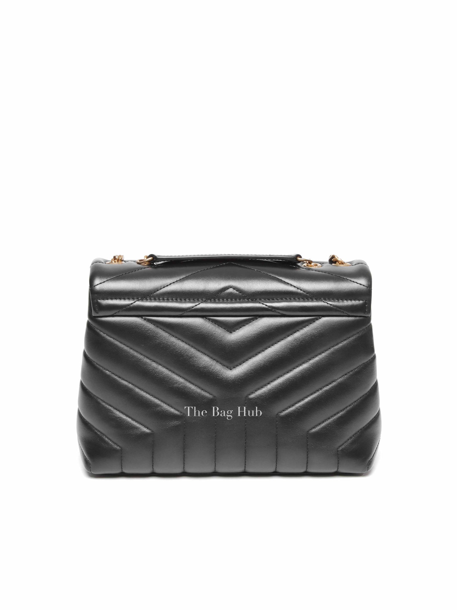 Saint Laurent Black Calfskin Y Quilted Monogram Small Loulou Chain Satchel Bag