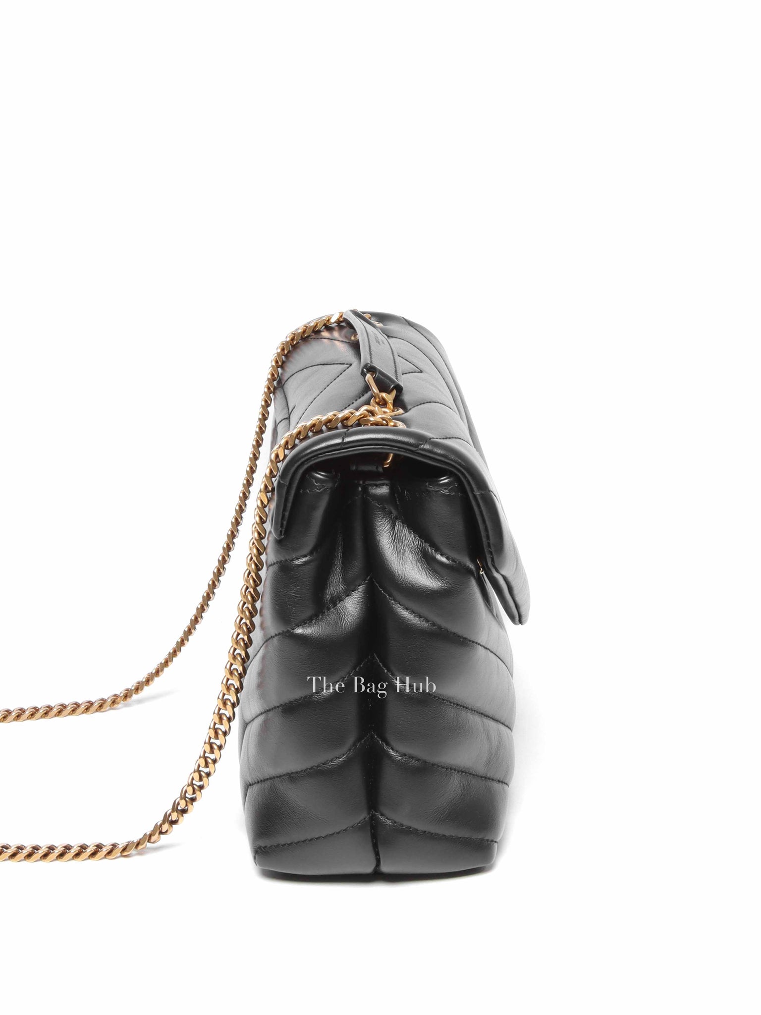 Saint Laurent Black Calfskin Y Quilted Monogram Small Loulou Chain Satchel Bag