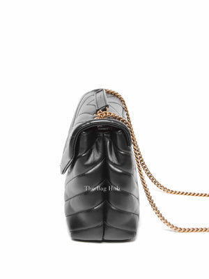 Saint Laurent Black Calfskin Y Quilted Monogram Small Loulou Chain Satchel Bag